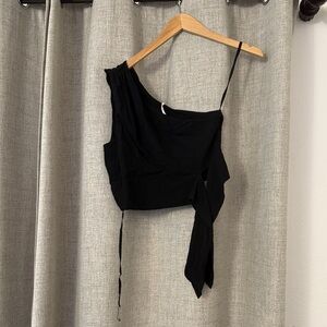 Free People Black Asymmetrical Crop Top